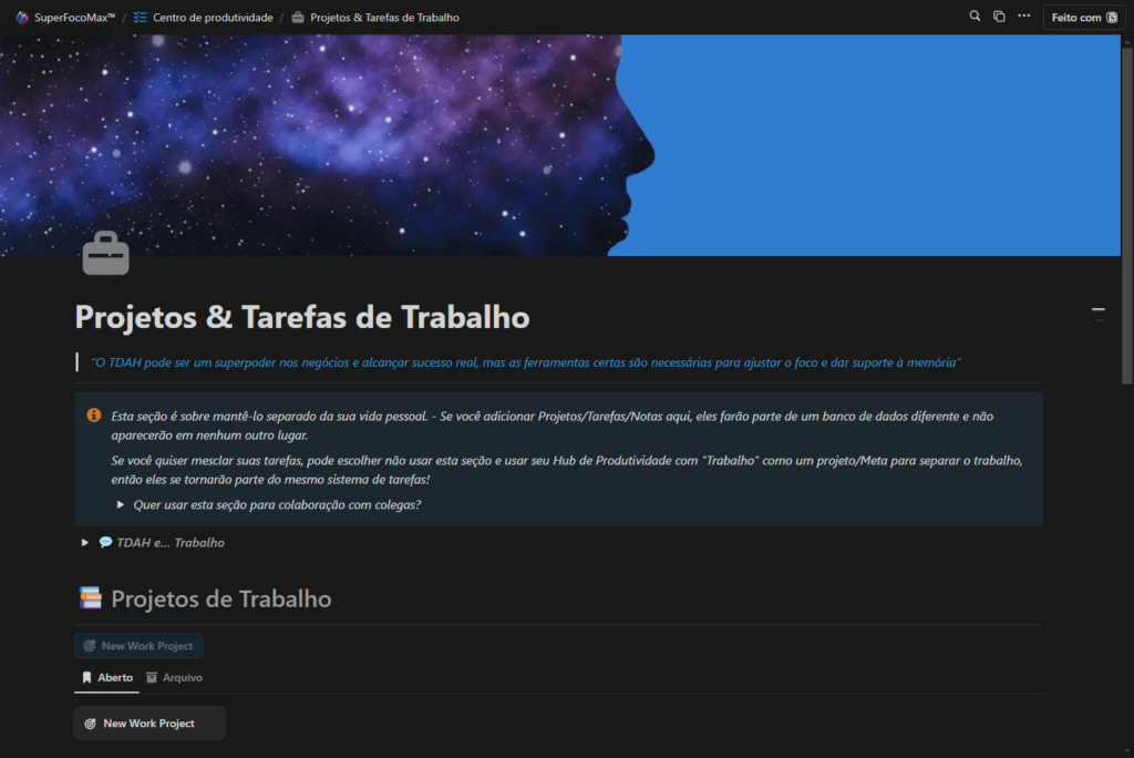 Projetos Tarefas de Trabalho